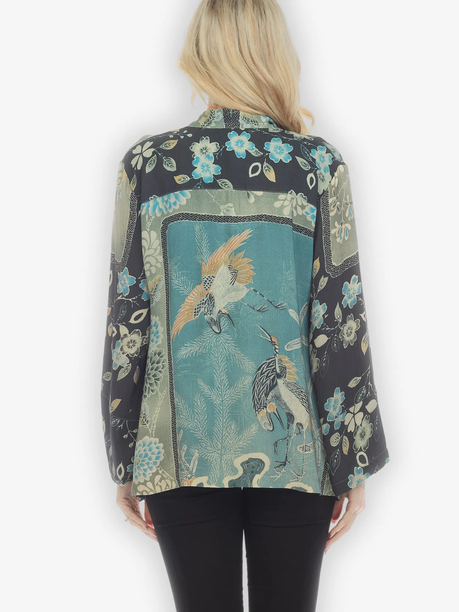 Crane Bamboo Floral Silk Jacket sold by Citron product image thumbnail 4