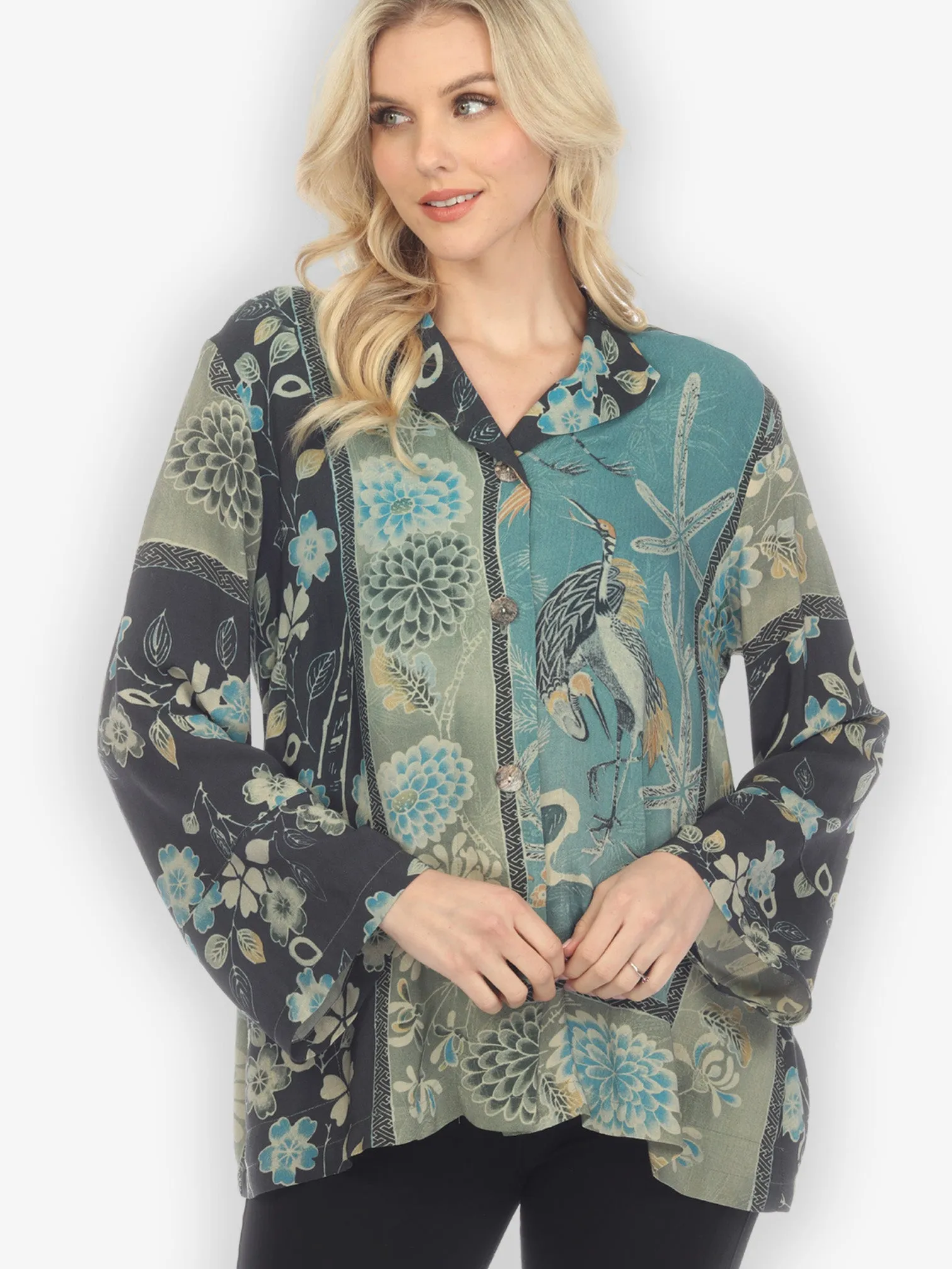 Crane Bamboo Floral Silk Jacket sold by Citron
