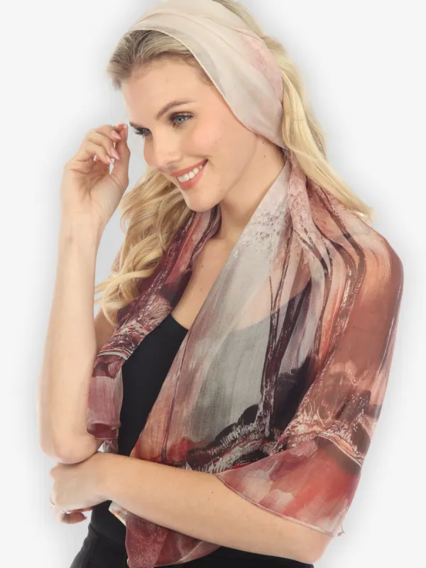 Hand Painted Earth Tones Silk Scarf sold by Citron