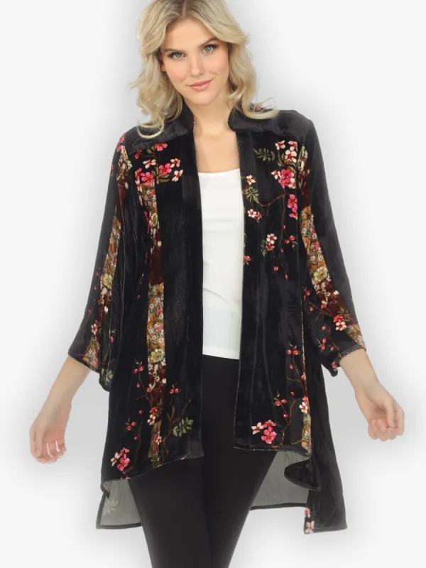 Vintage Bamboo Flowers Velvet Kimono sold by Citron