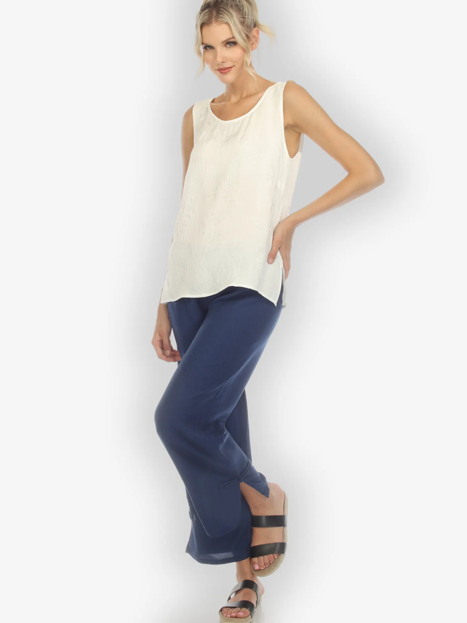 Solid White Silk Tank Top sold by Citron product image thumbnail 3
