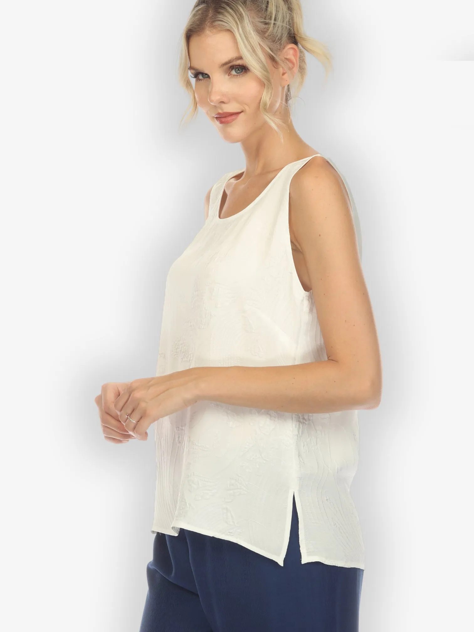 Solid White Silk Tank Top sold by Citron product image thumbnail 2
