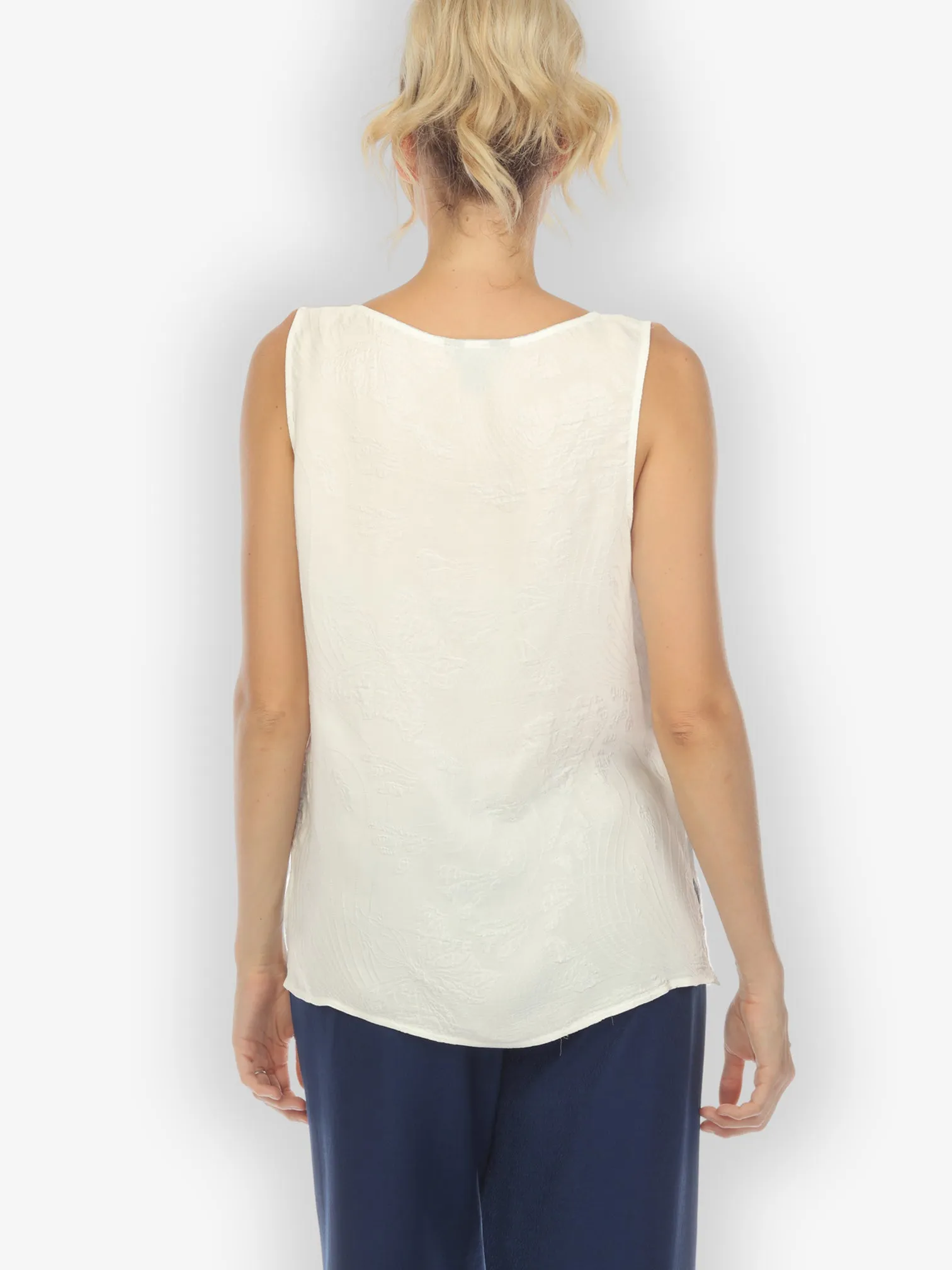 Solid White Silk Tank Top sold by Citron product image thumbnail 4