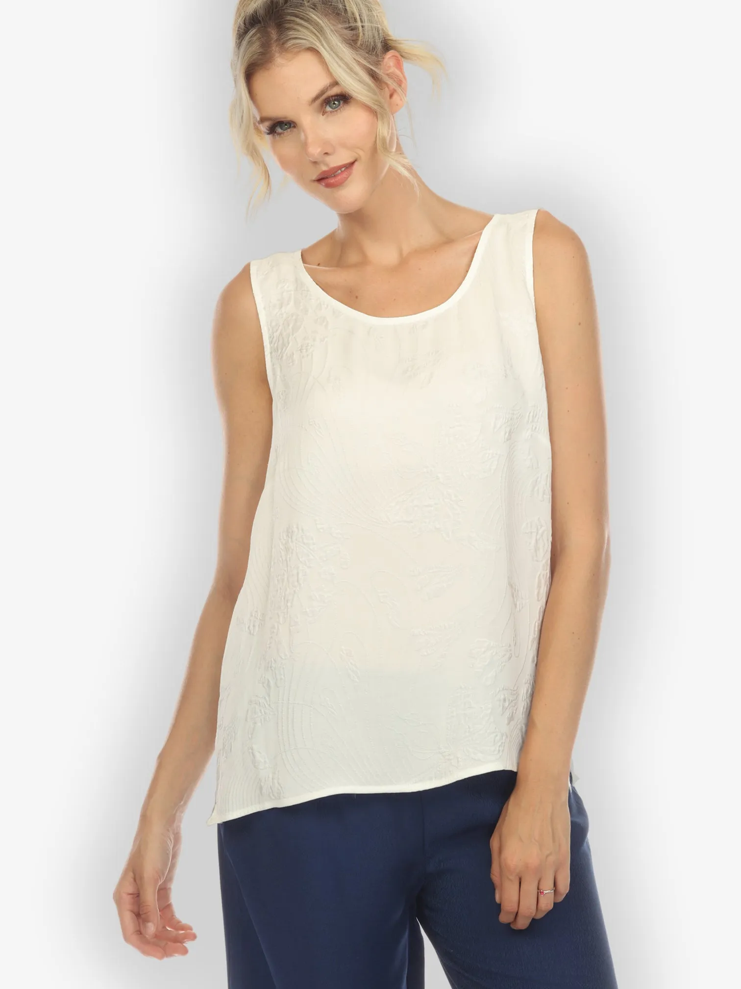 Solid White Silk Tank Top sold by Citron