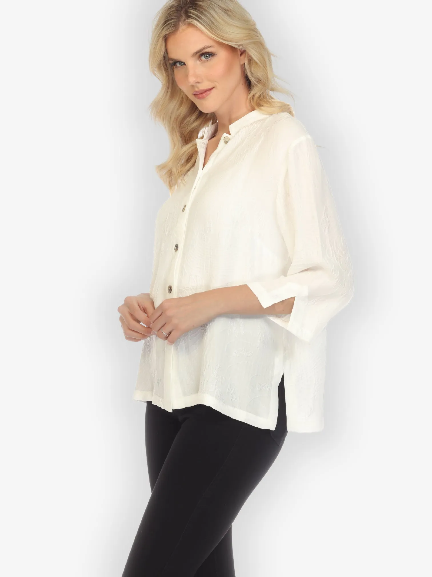 Solid White Silk Blouse sold by Citron product image thumbnail 2