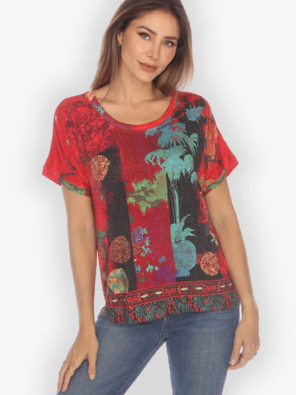 Vintage Vase Floral Cap Sleeves Tee sold by Citron
