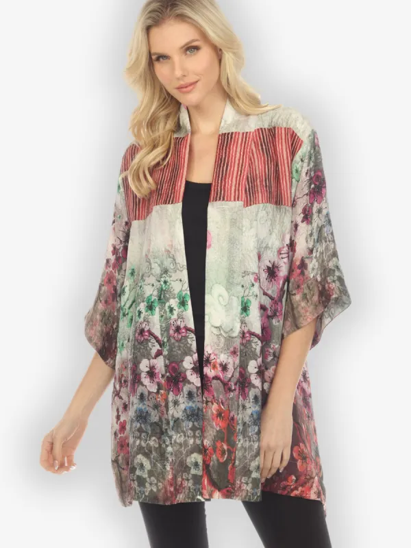 Joy Bloom Border Silk Kimono Jacket sold by Citron