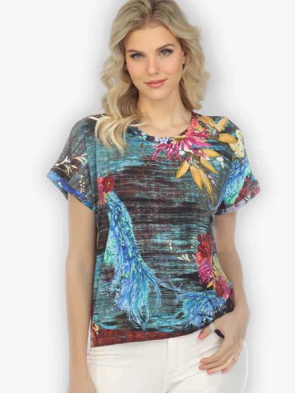 Peacock Cherry Tree Cap Sleeves Tee sold by Citron