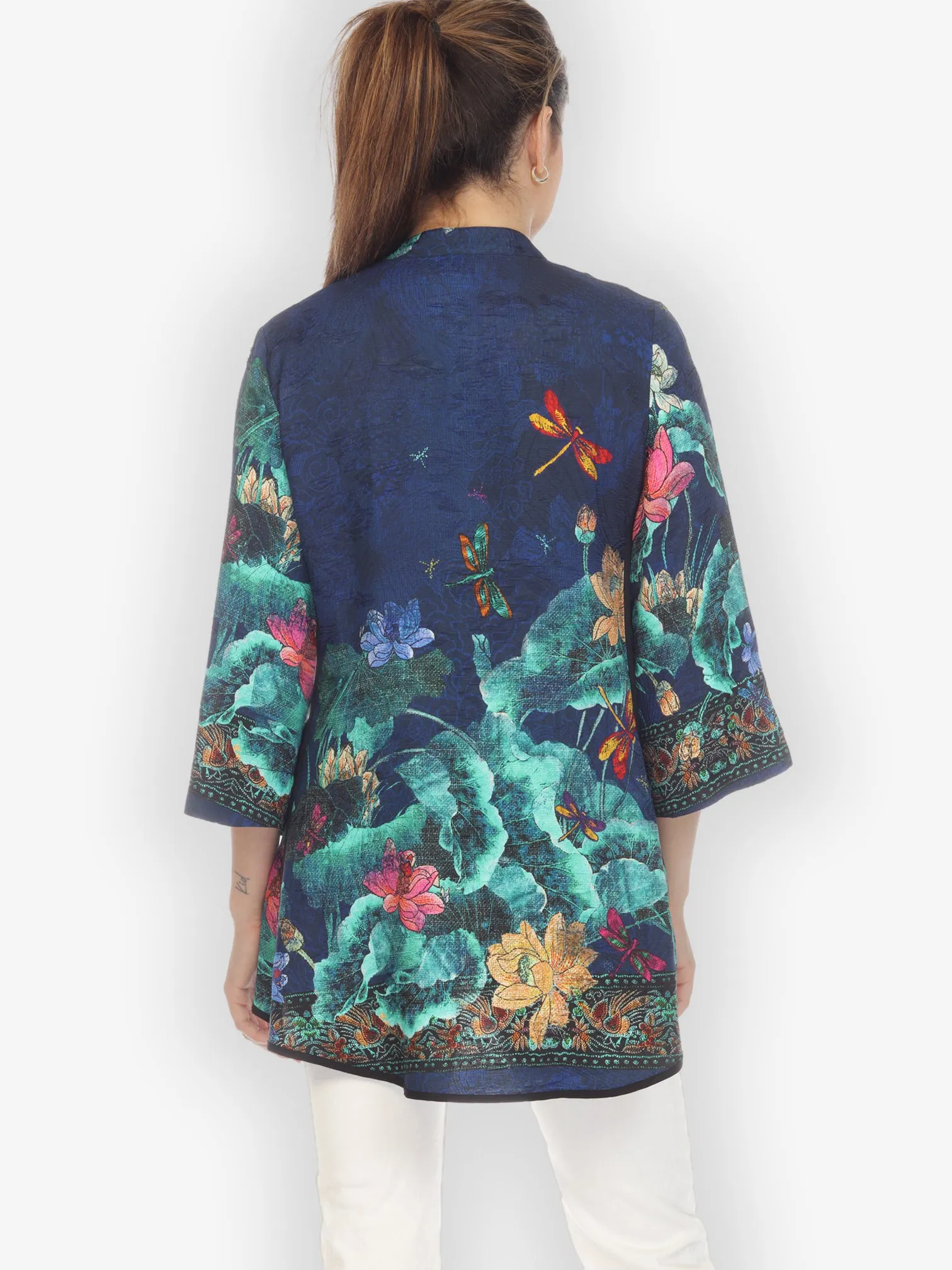 Dragonfly Lotus Turquoise Tummy Tuck Blouse sold by Citron product image thumbnail 3