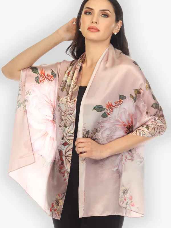 Peony Floral Silk Scarf sold by Citron