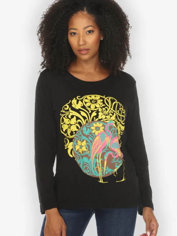 Flamingo Flower Print Cotton Exclusive Tee sold by Citron