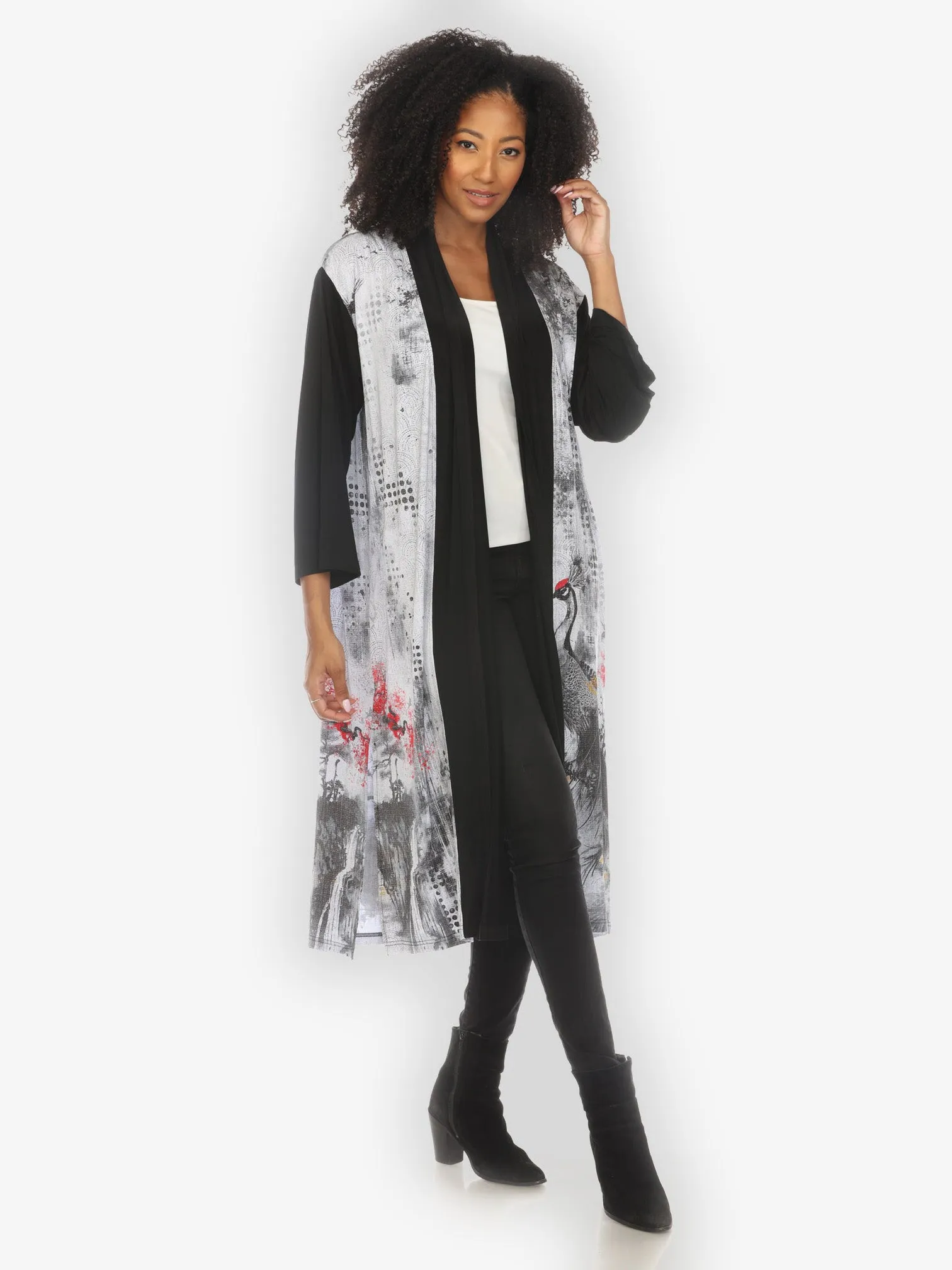 Monotone Peacock Knit Long Cardigan sold by Citron product image thumbnail 3