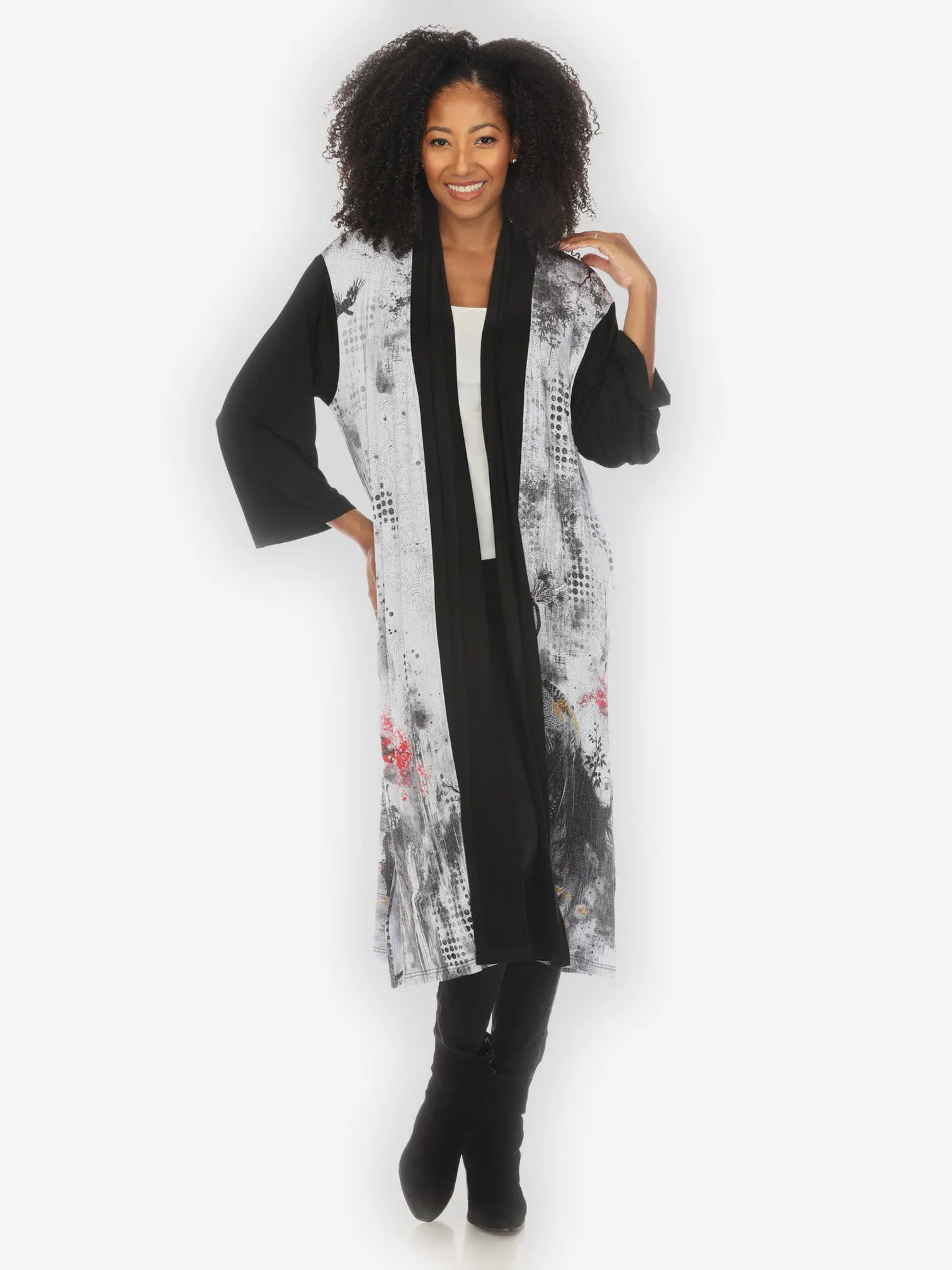 Monotone Peacock Knit Long Cardigan sold by Citron product image thumbnail 2