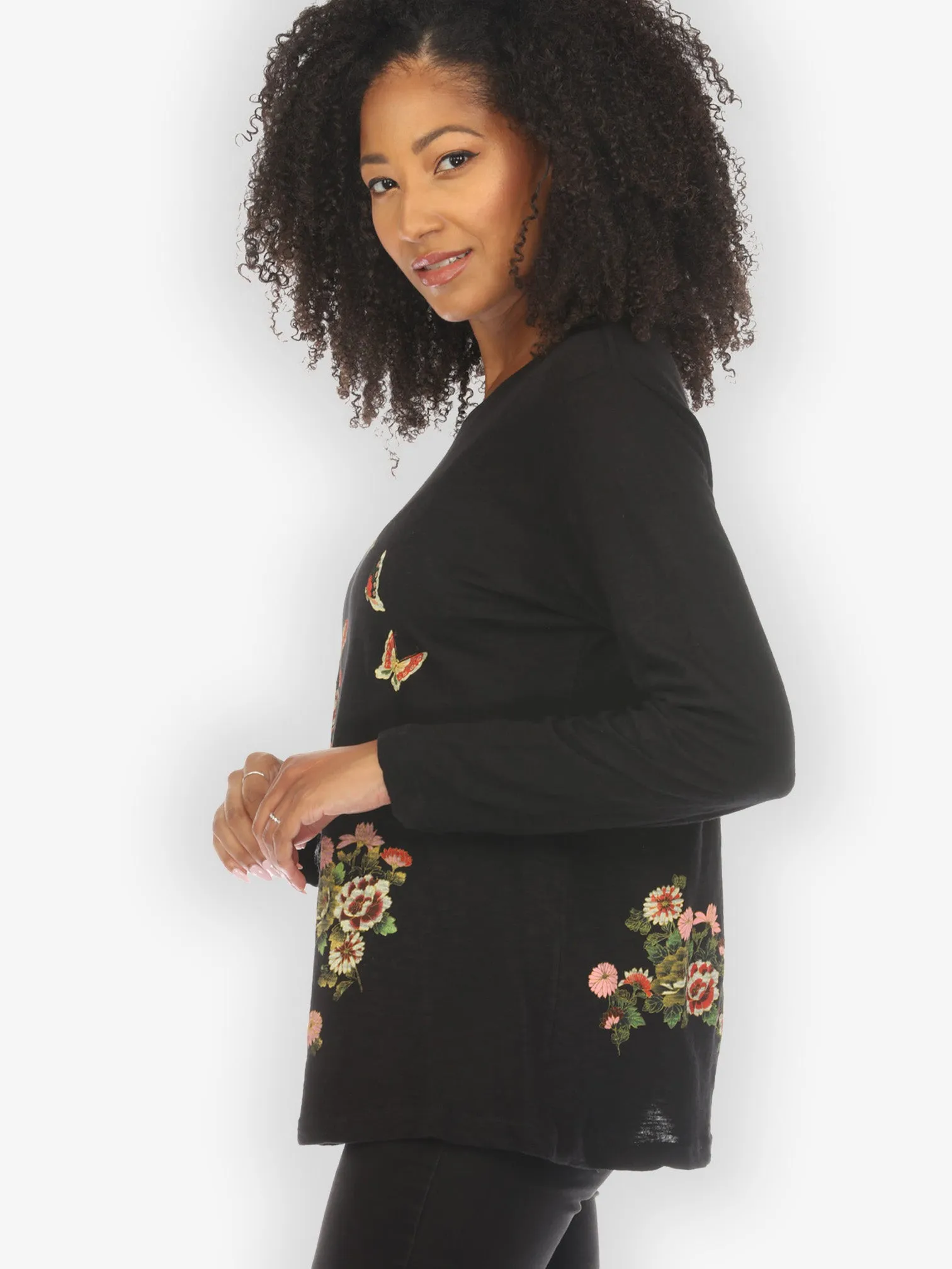 Butterfly Flower Print Cotton Exclusive Tee sold by Citron product image thumbnail 2