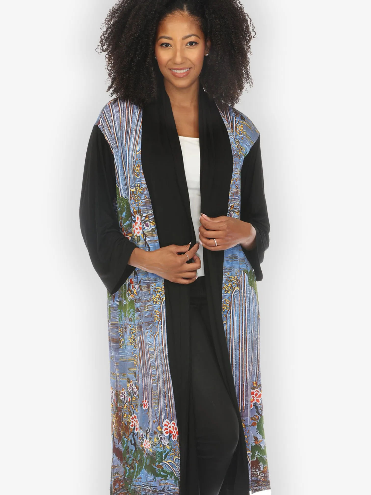 Waterfall and Flowers Knit Long Cardigan sold by Citron
