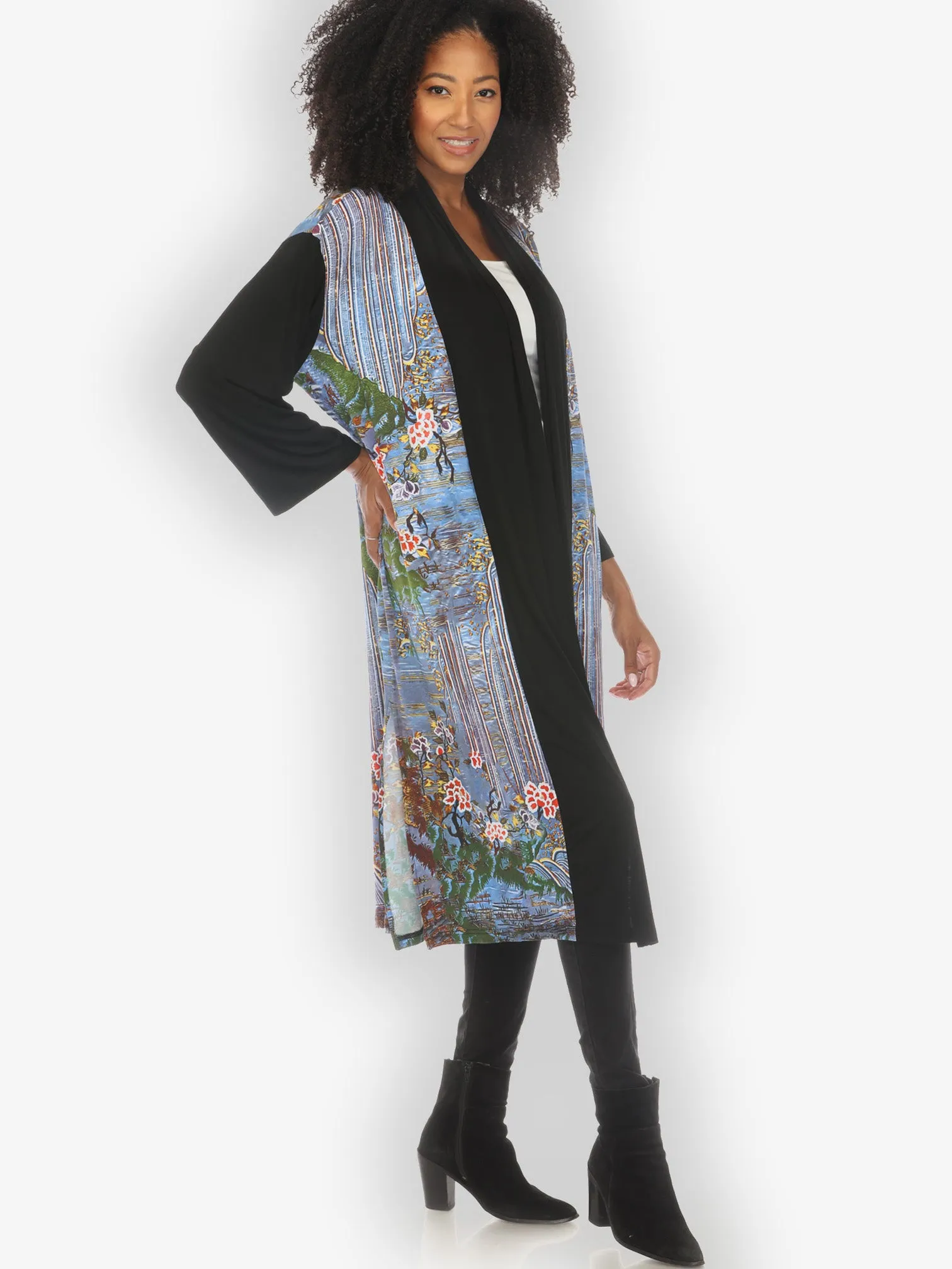 Waterfall and Flowers Knit Long Cardigan sold by Citron product image thumbnail 2