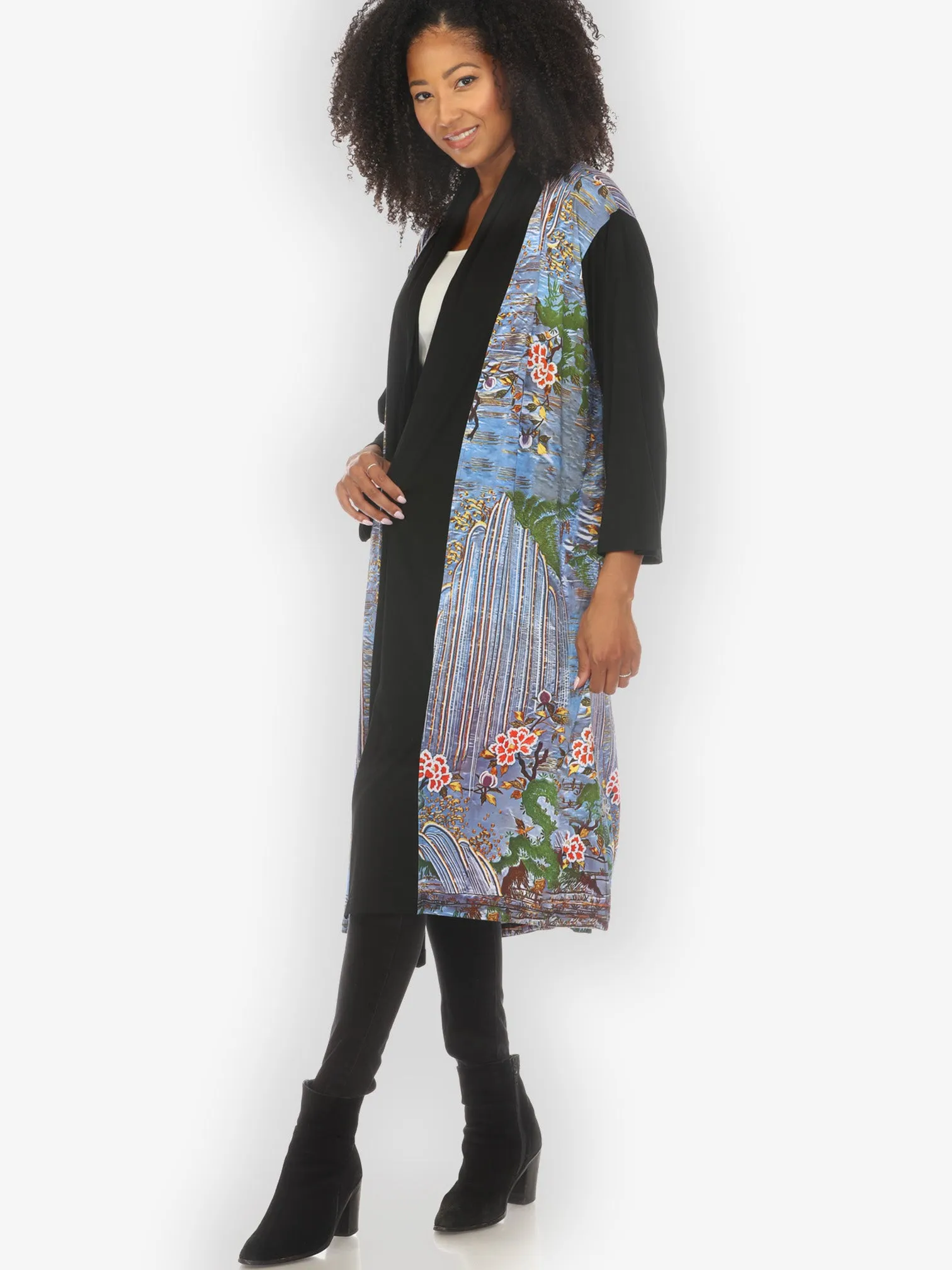 Waterfall and Flowers Knit Long Cardigan sold by Citron product image thumbnail 3