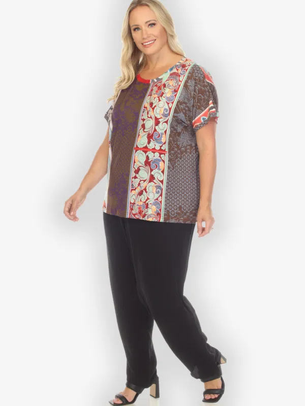 Textured Silk Black Pull On Pant sold by Citron