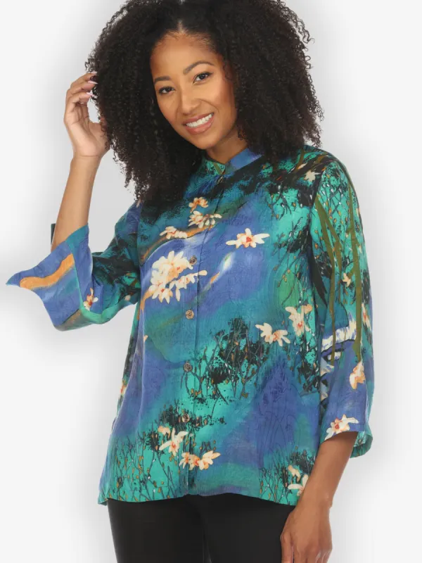 Water Color Blossom Silk Blouse sold by Citron