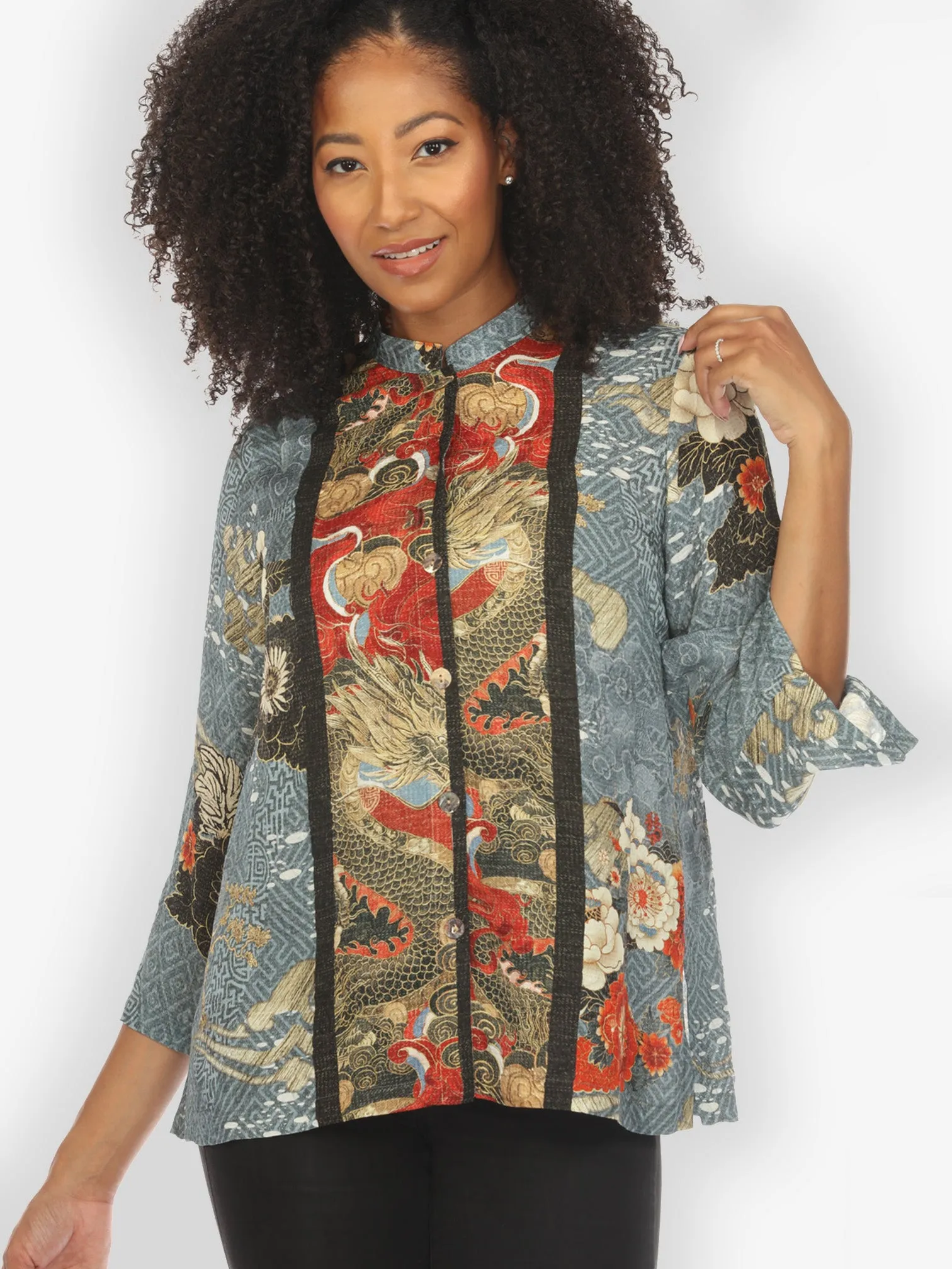 Happy Dragon Silk Blend Blouse sold by Citron