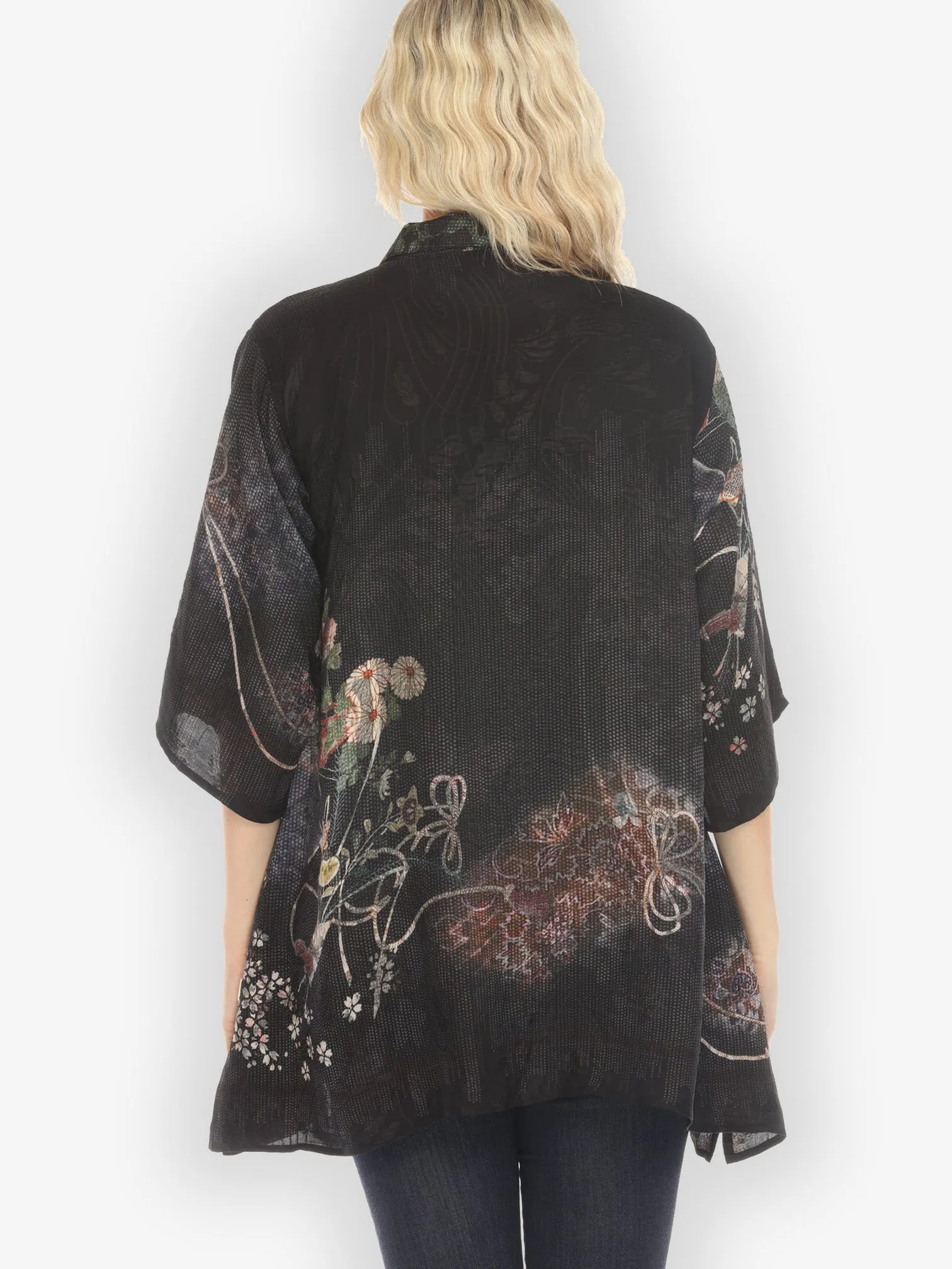 Reversible Vintage Kimono Art / Baroque Garden Silk Kimono sold by Citron product image thumbnail 4