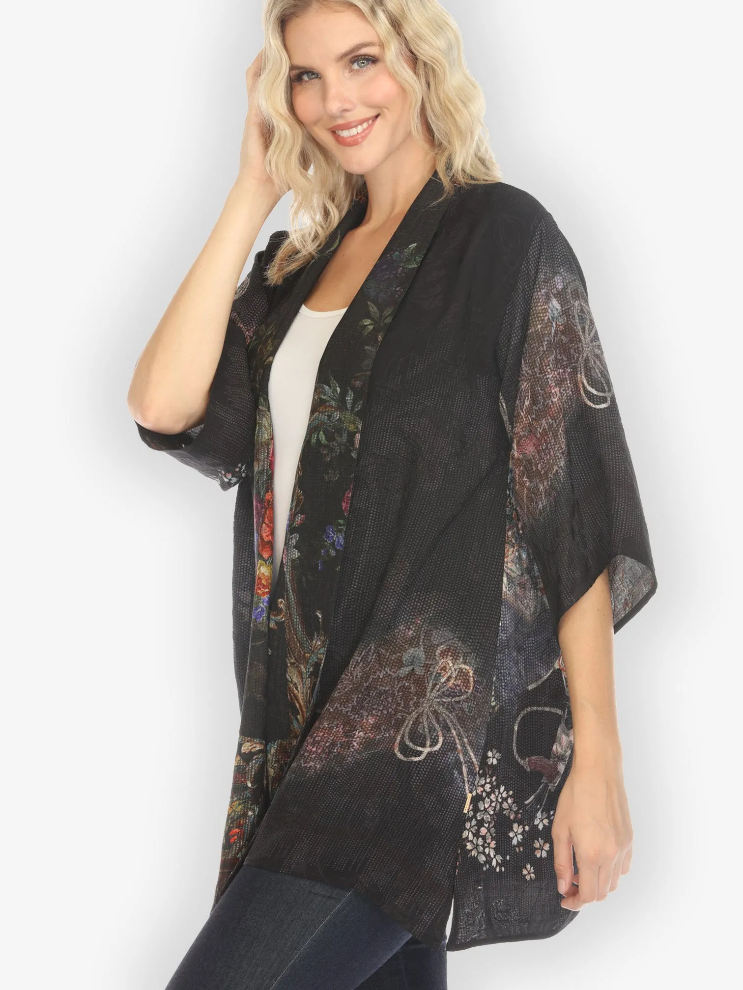 Reversible Vintage Kimono Art / Baroque Garden Silk Kimono sold by Citron product image thumbnail 3