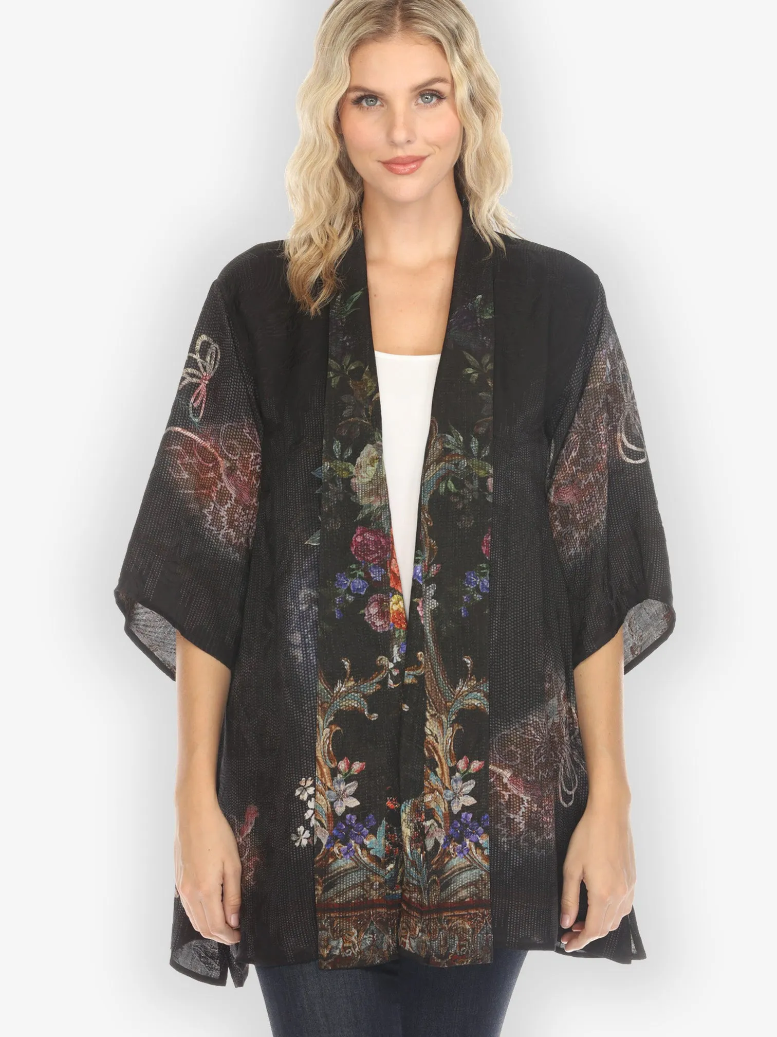 Reversible Vintage Kimono Art / Baroque Garden Silk Kimono sold by Citron product image thumbnail 2