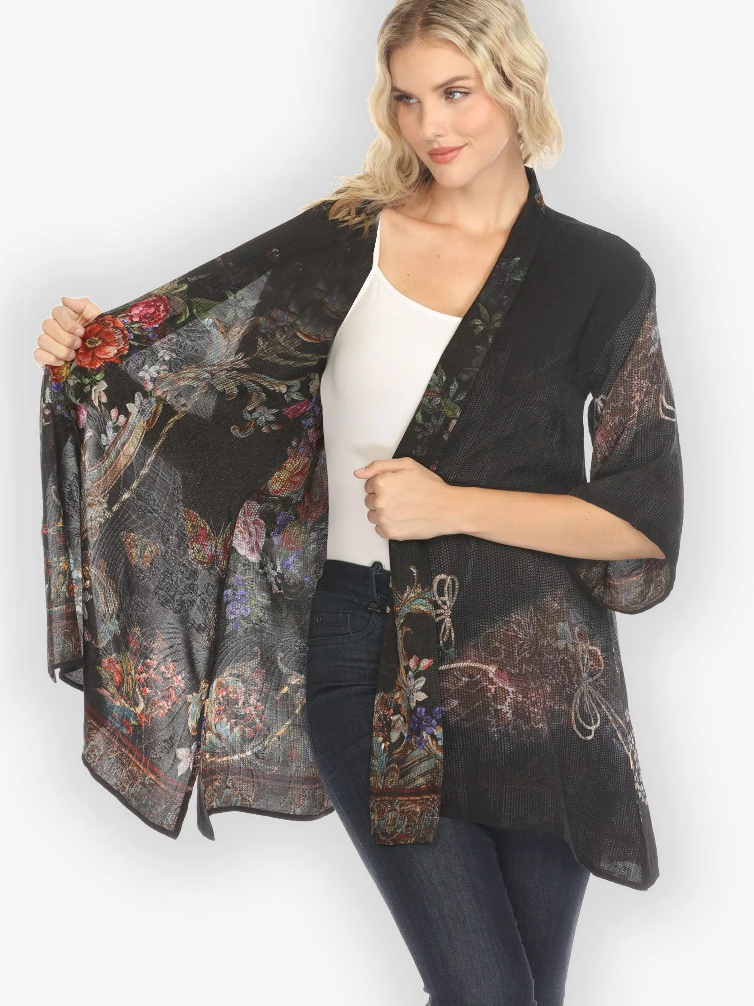 Reversible Vintage Kimono Art / Baroque Garden Silk Kimono sold by Citron