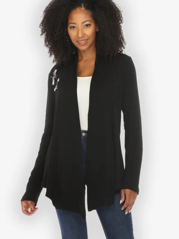 Crane Bonsai Print Long Sleeve Cotton Cardigan sold by Citron