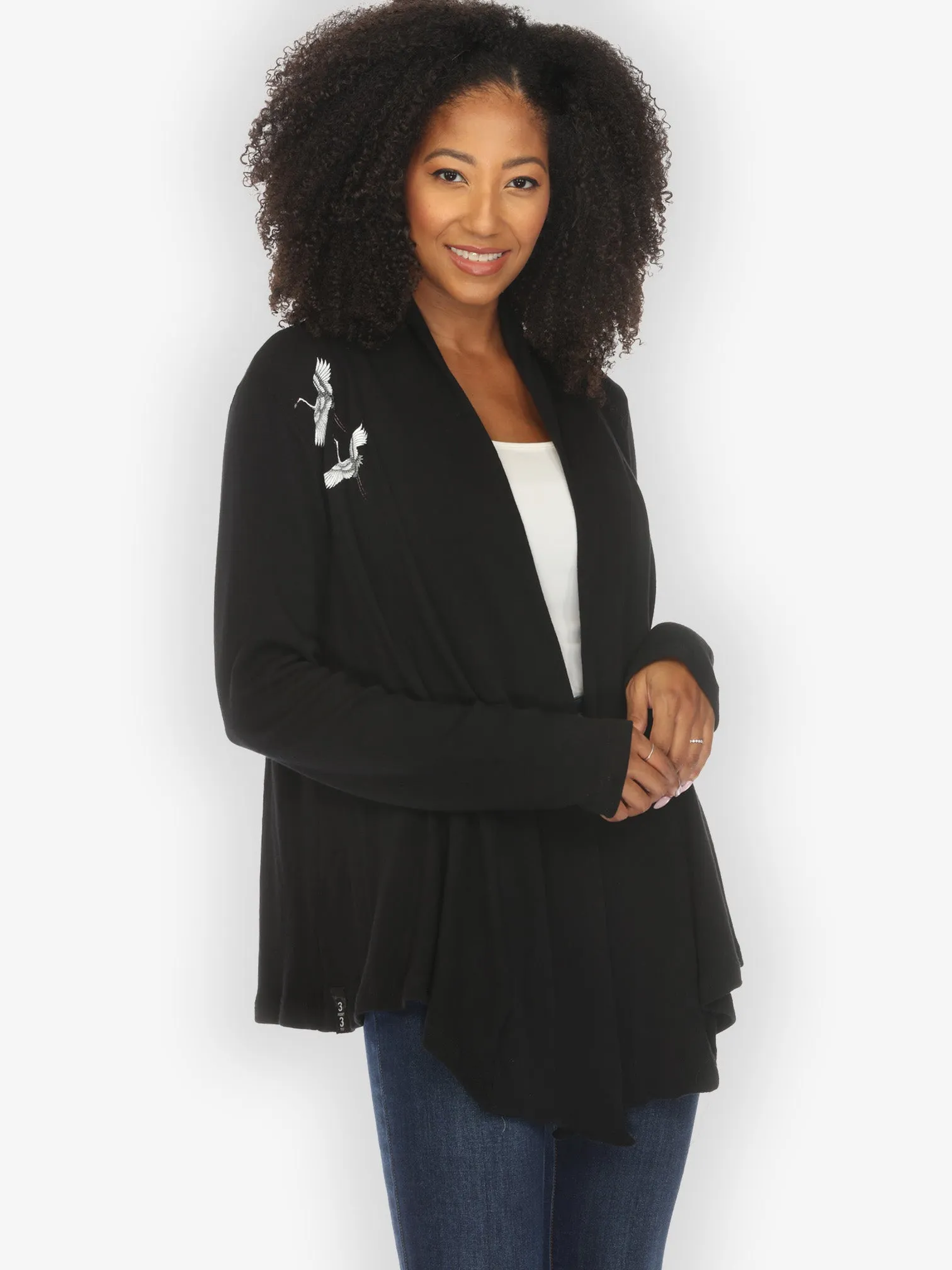 Crane Bonsai Print Long Sleeve Cotton Cardigan sold by Citron product image thumbnail 4