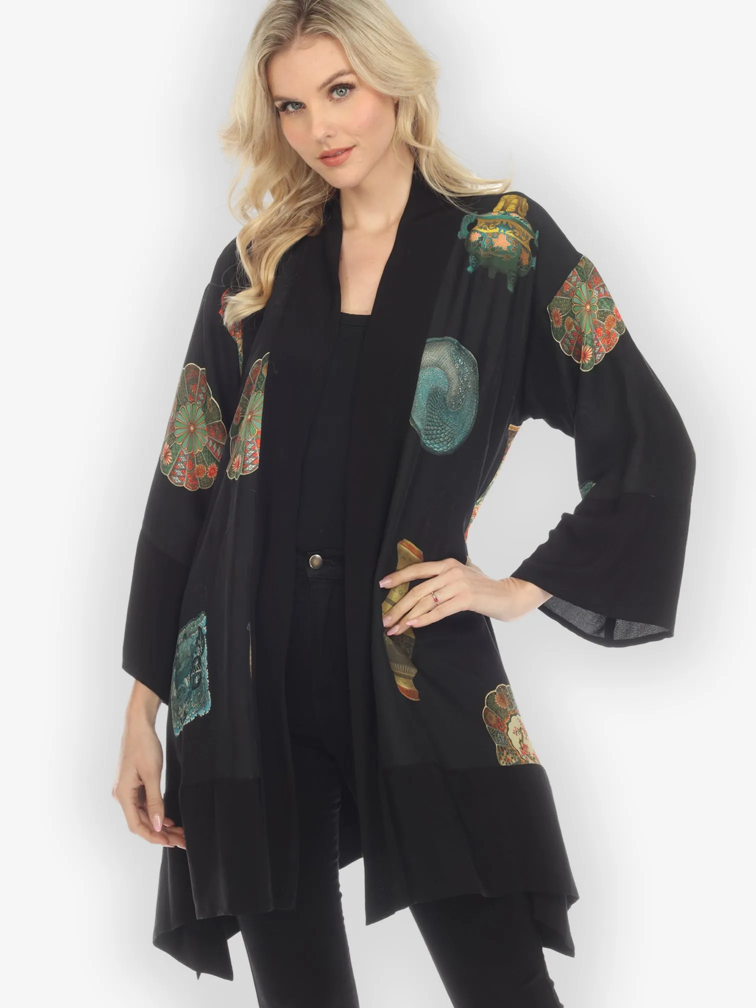 Vase Antique Crest Silk Kimono Jacket sold by Citron