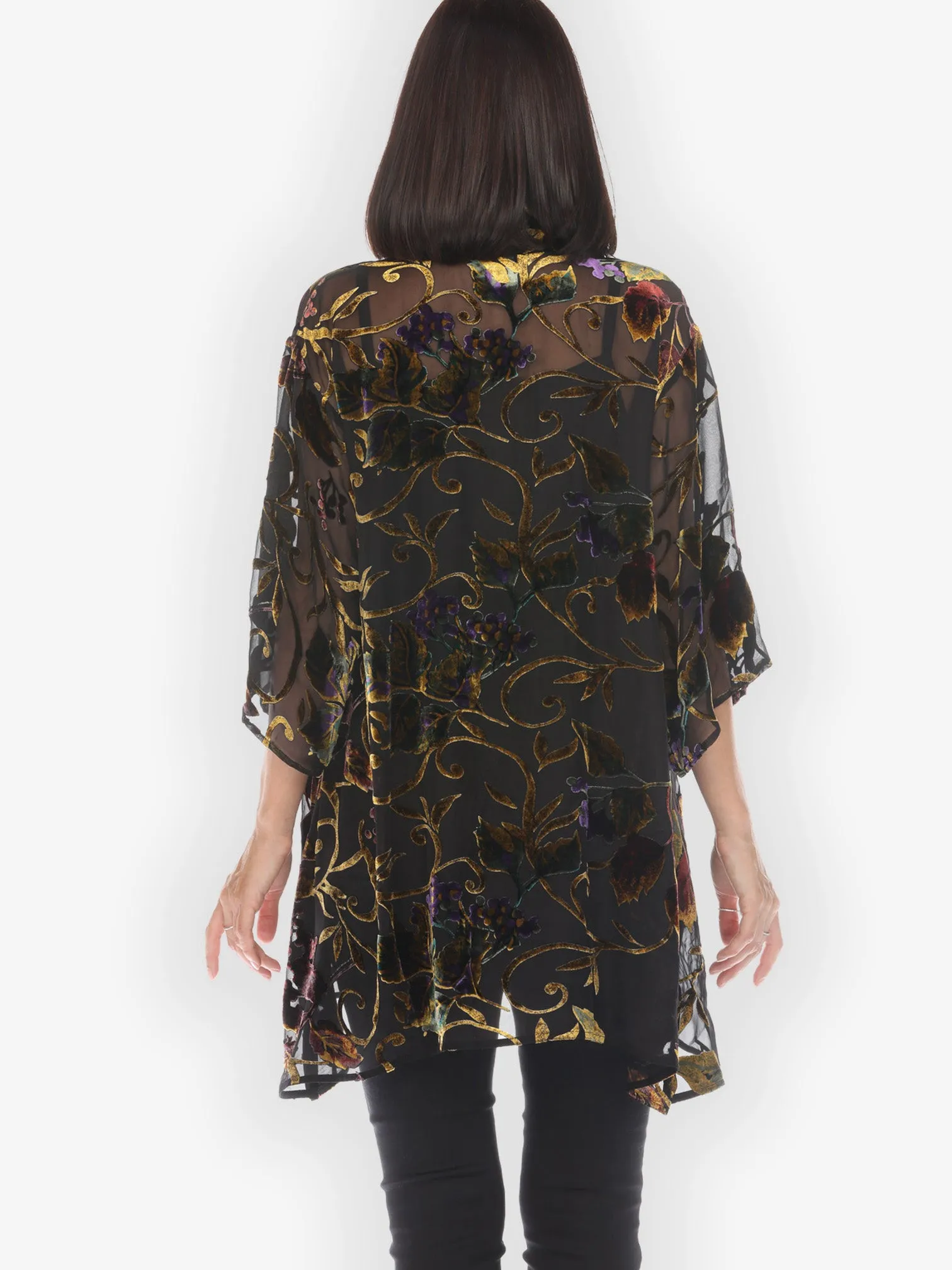 Gold Leaf and Flower Velvet KImono Jacket sold by Citron product image thumbnail 4