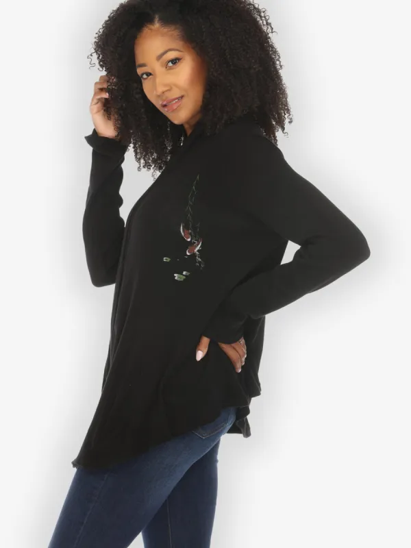 Koi Bamboo Leaf Print Long Sleeve Cotton Cardigan sold by Citron