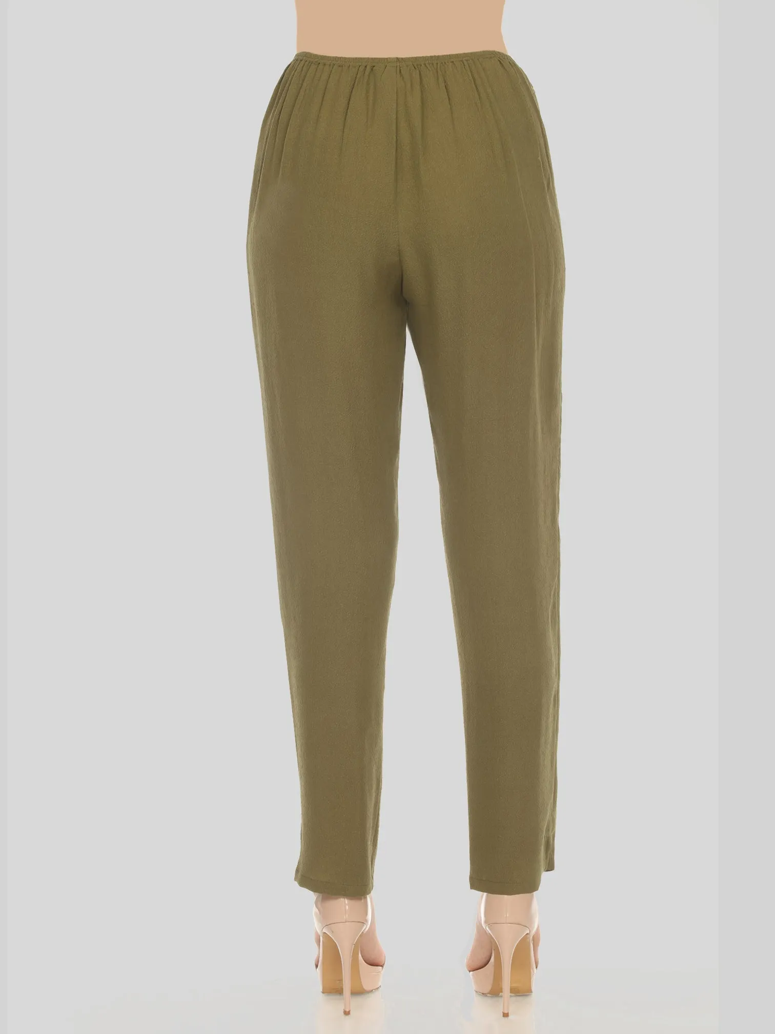 Textured Feel Silk Olive Pull on Pant sold by Citron product image thumbnail 4