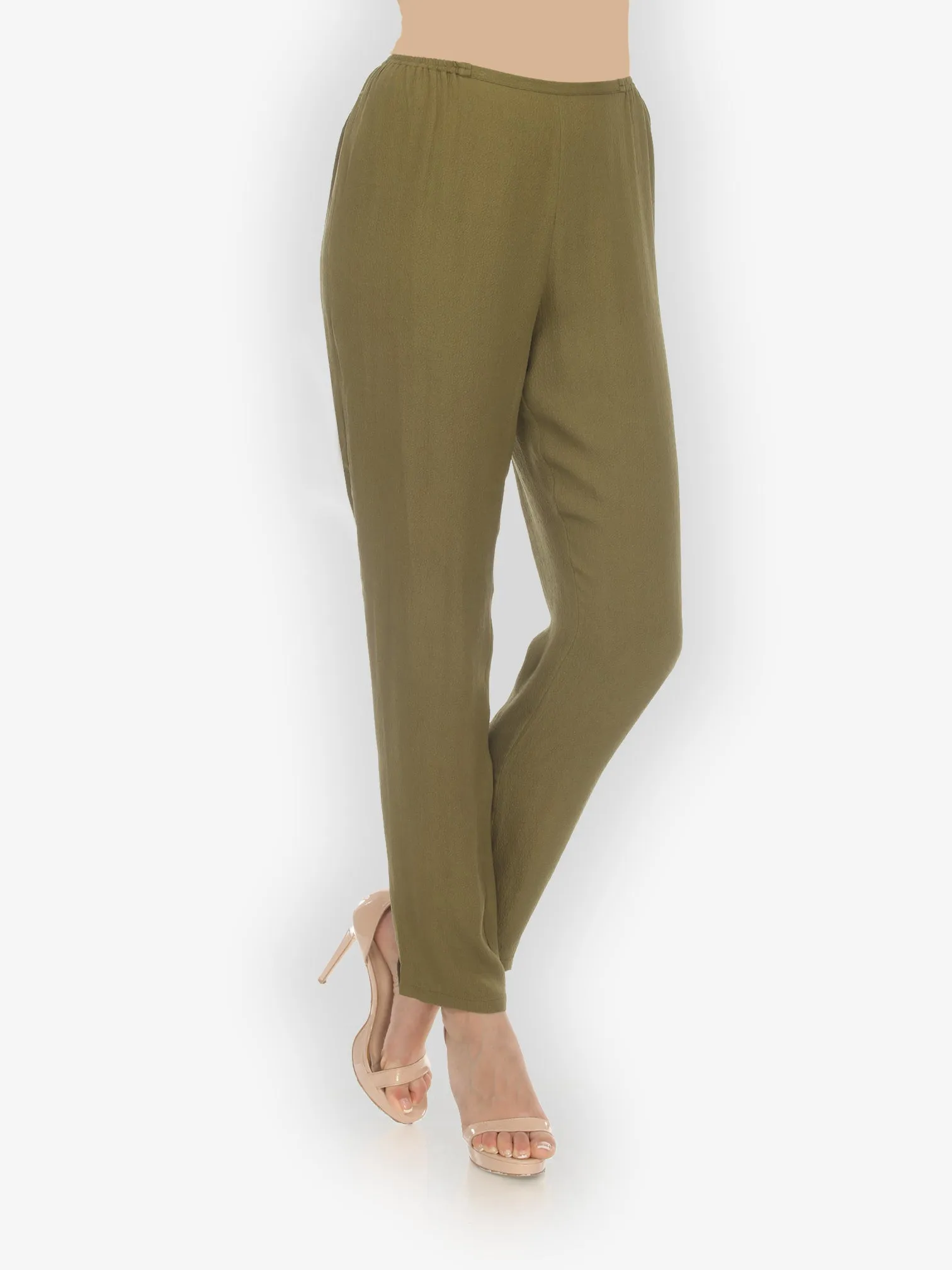 Textured Feel Silk Olive Pull on Pant sold by Citron product image thumbnail 2