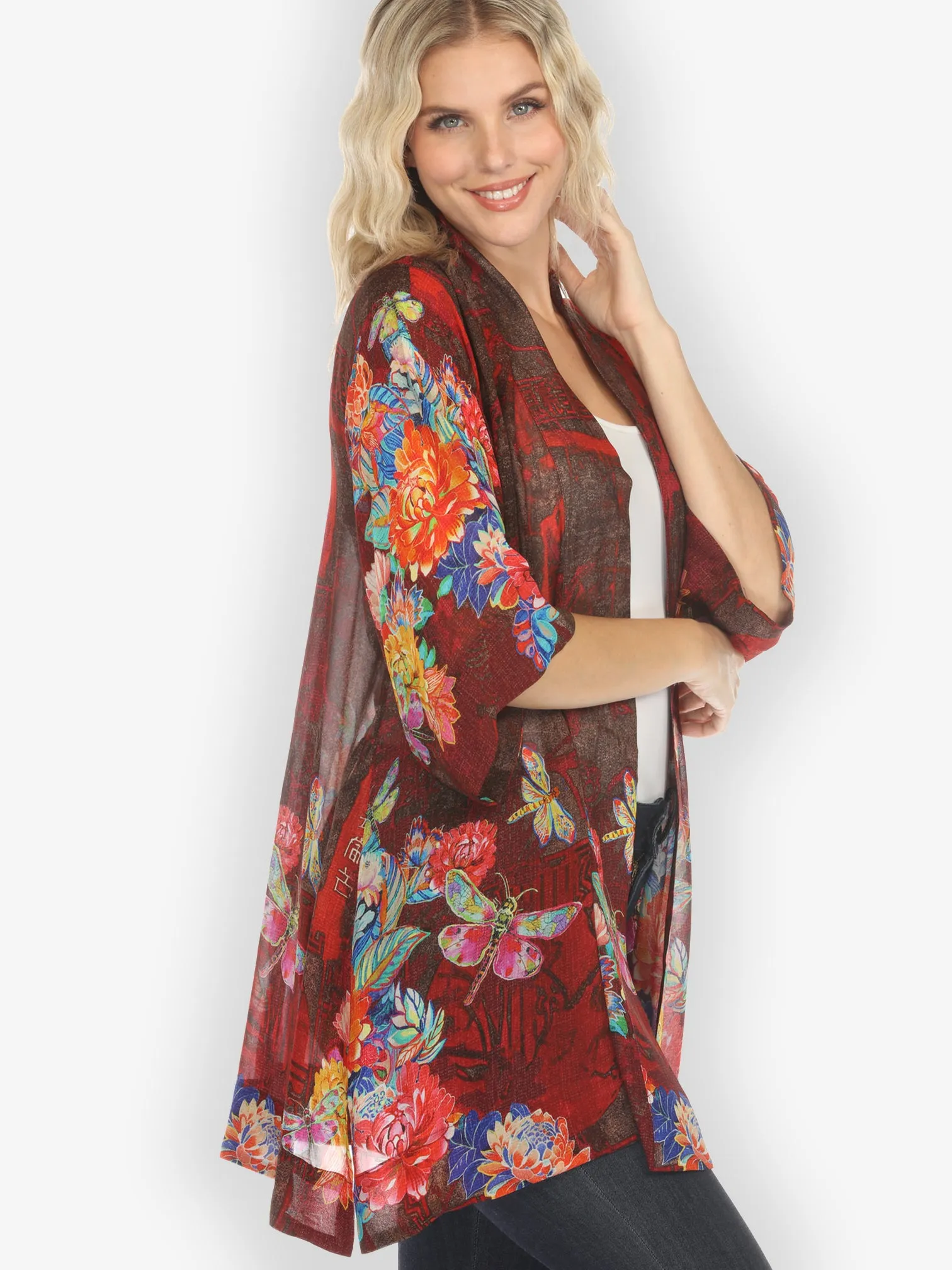 Dragonfly and Chrysanthemum Kimono Jacket sold by Citron product image thumbnail 2