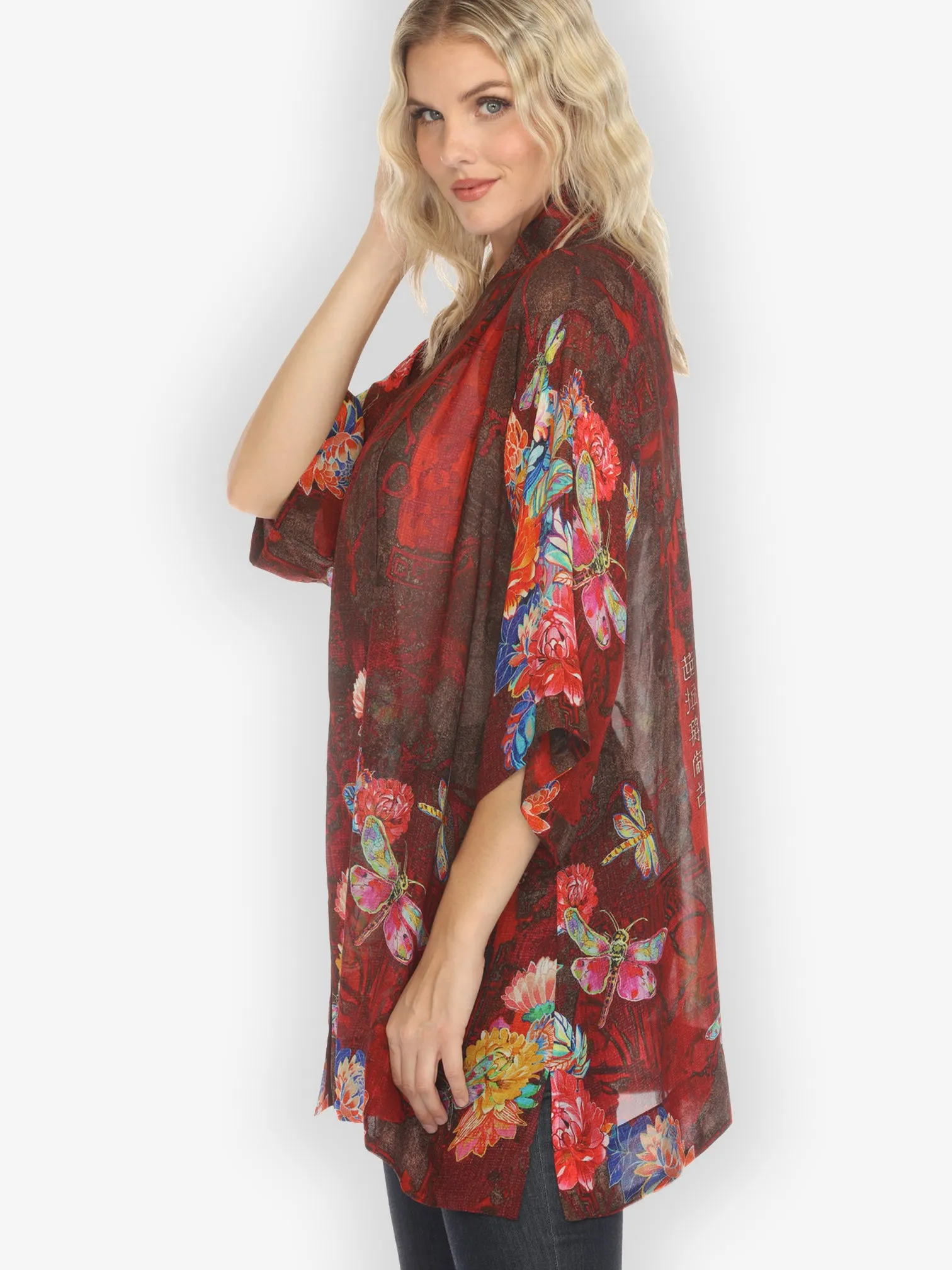 Dragonfly and Chrysanthemum Kimono Jacket sold by Citron product image thumbnail 4