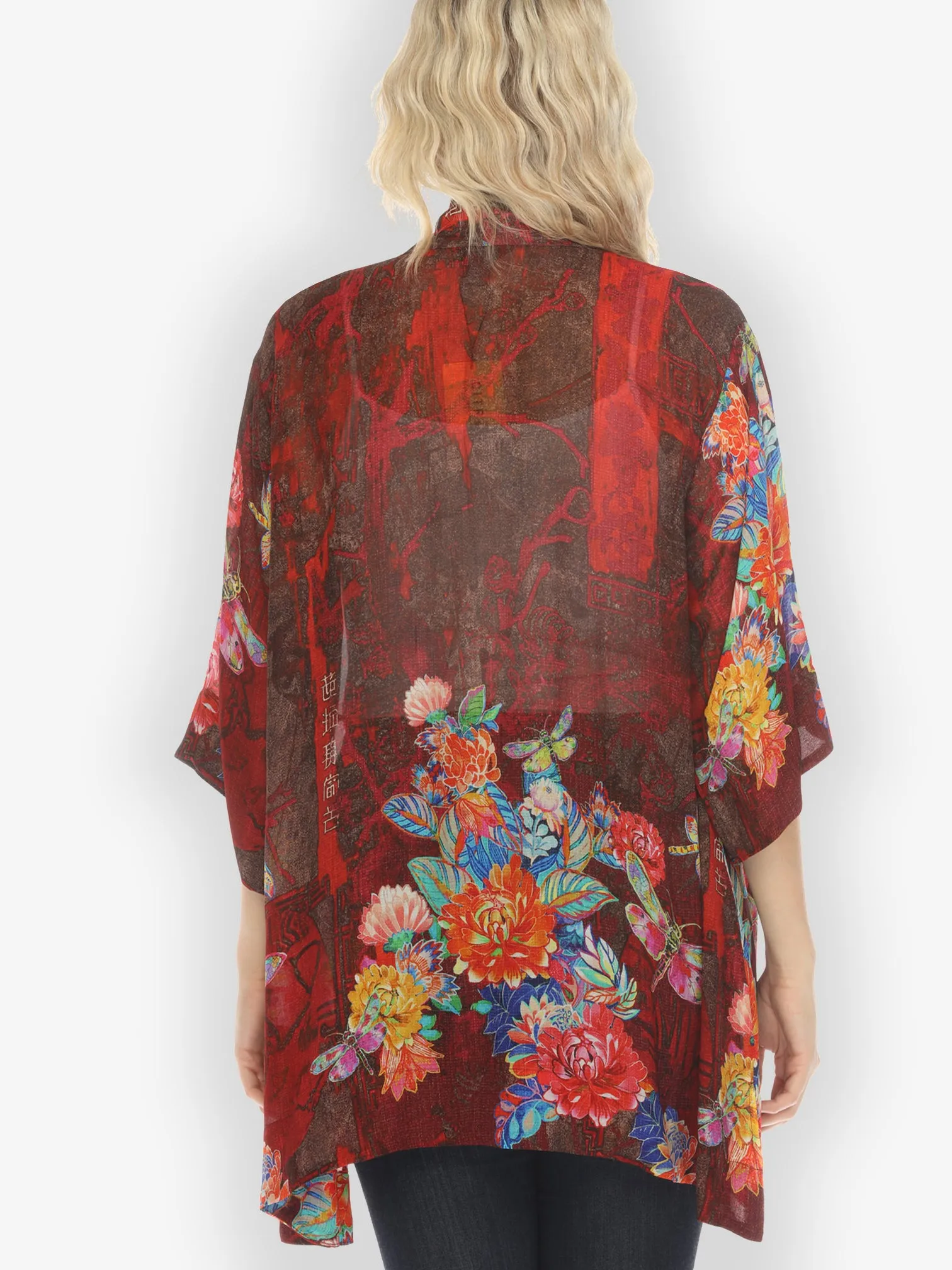 Dragonfly and Chrysanthemum Kimono Jacket sold by Citron product image thumbnail 3