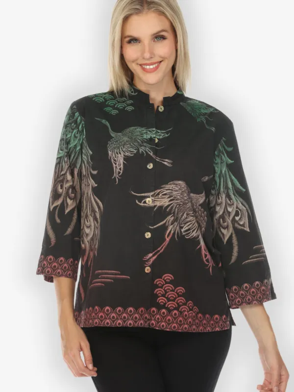 Flow Crane Silk Cotton Hand Dyed Blouse sold by Citron