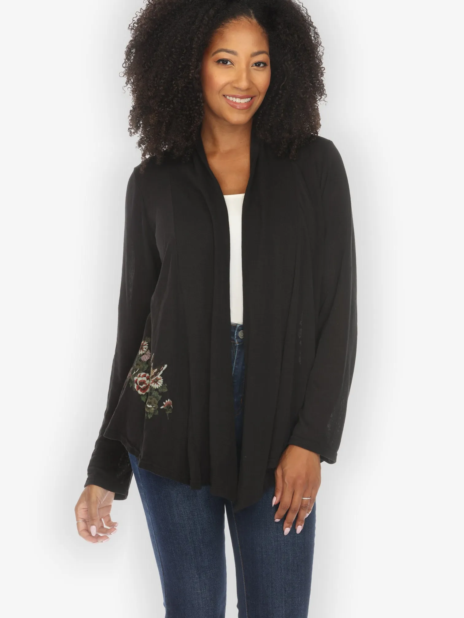 Butterfly Flower Print Long Sleeve Cotton Cardigan sold by Citron product image thumbnail 2