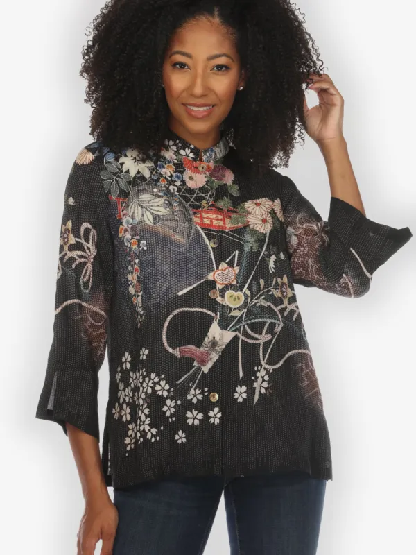Vintage Kimono Art Silk Blouse sold by Citron