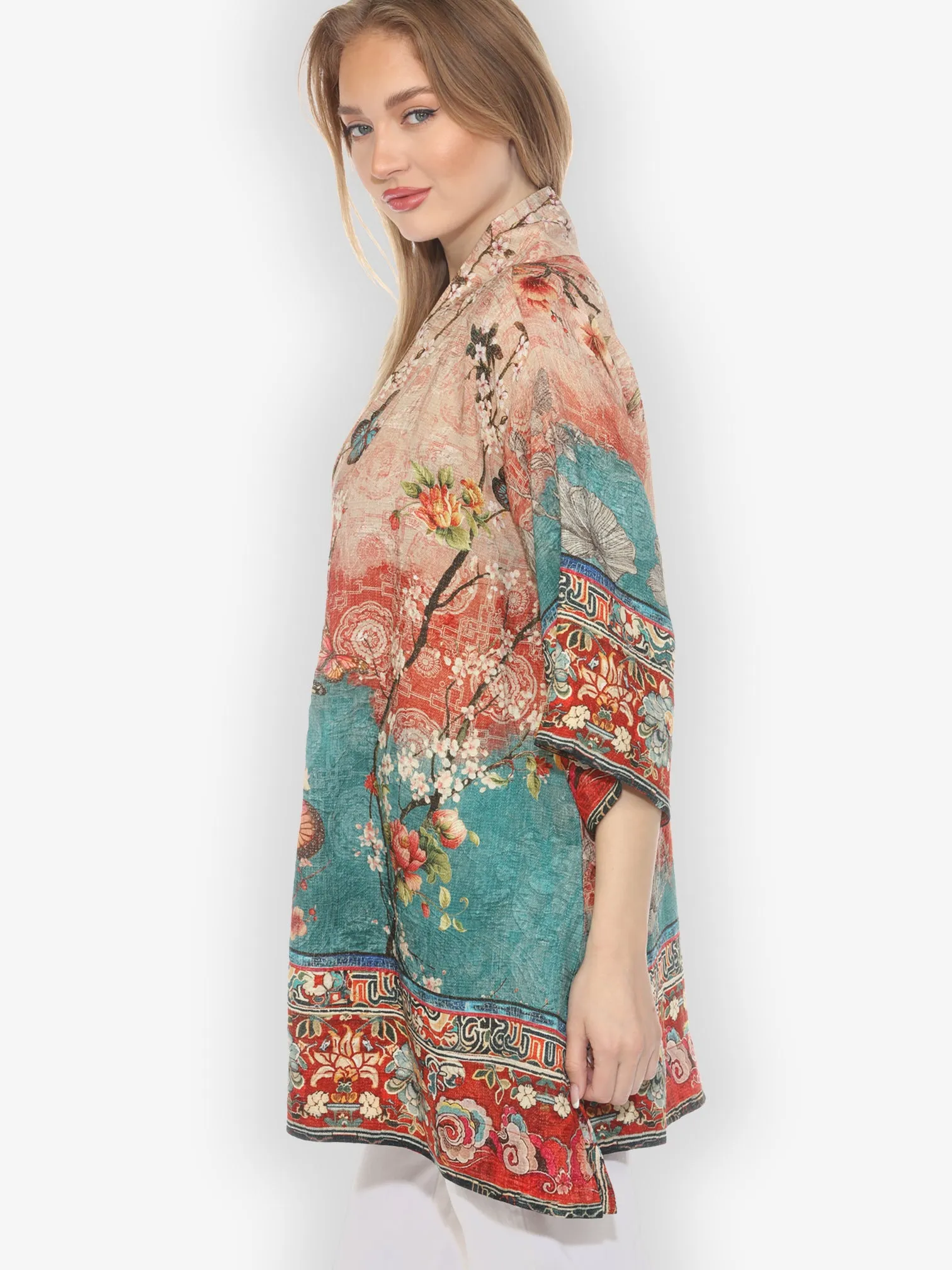 Butterfly Cherry Blossom Flowers Silk Kimono sold by Citron product image thumbnail 2