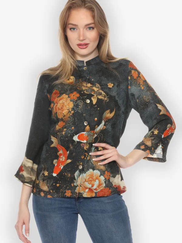 Noble Koi Fish Silk Blouse sold by Citron