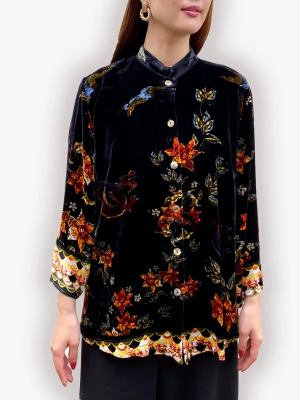 Dragon in Sky Velvet Blouse sold by Citron