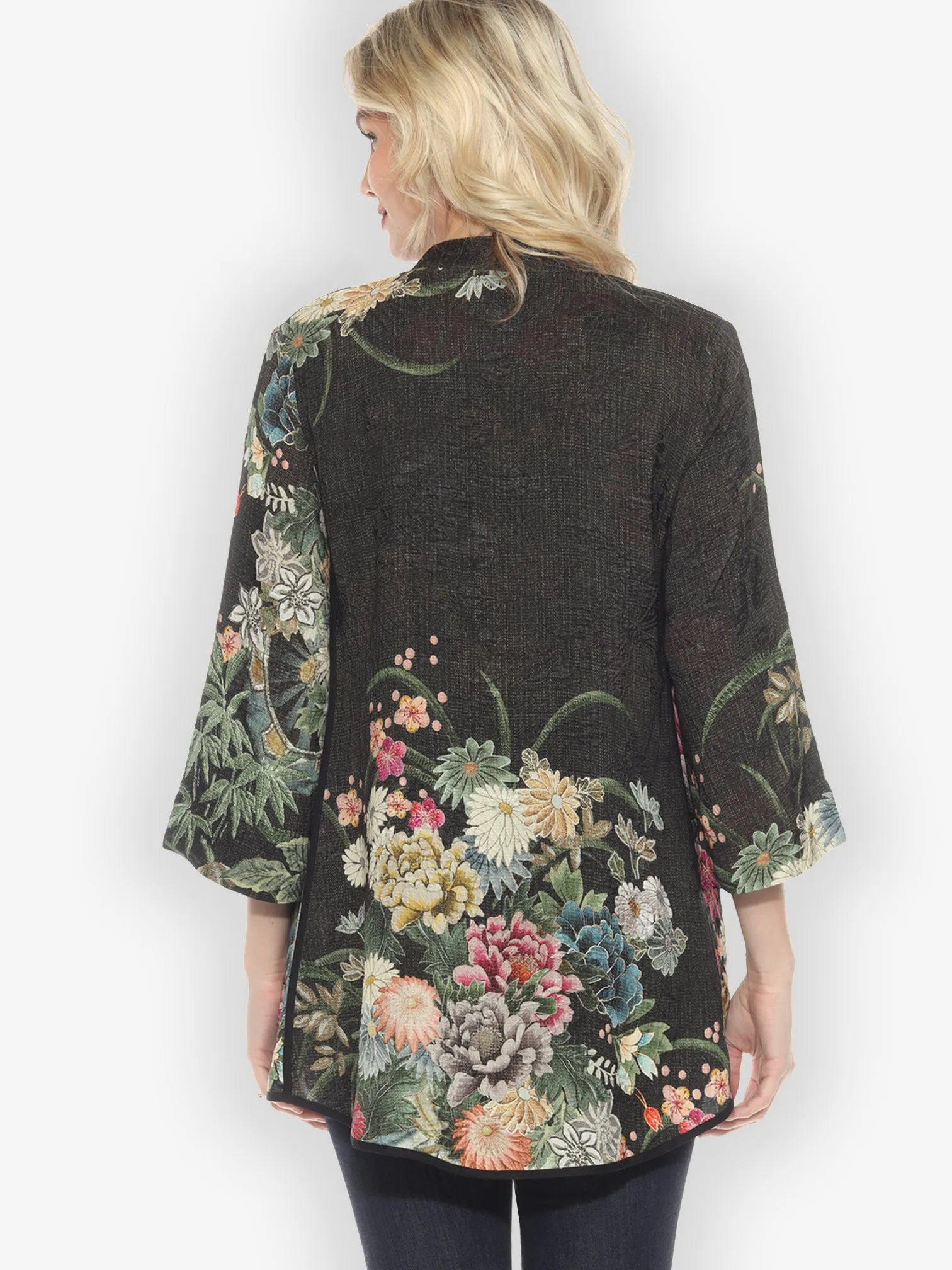 Vintage Flowers in Black Tummy Tuck Shirt sold by Citron product image thumbnail 4