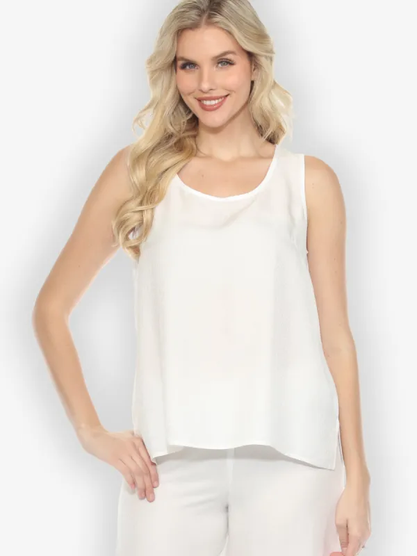 Solid White Silk Blend Tank Top sold by Citron