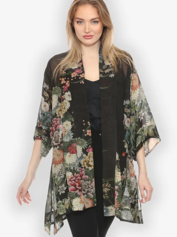 Vintage Flowers in Black Kimono Jacket sold by Citron