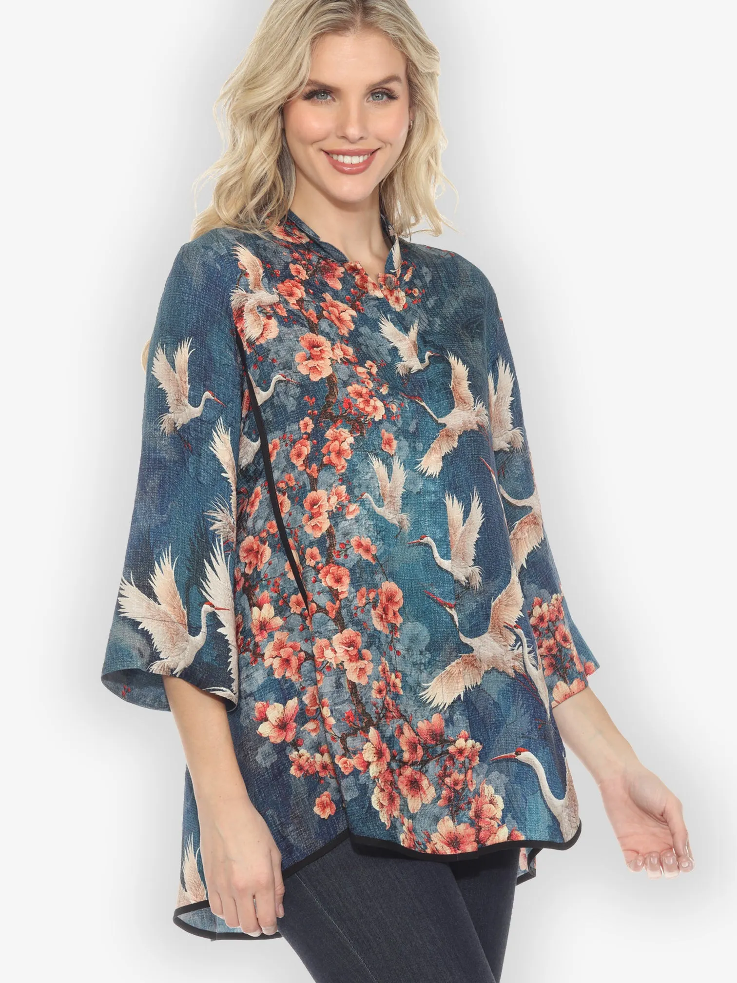 Sakura and Cranes Tummy Tuck Shirt sold by Citron