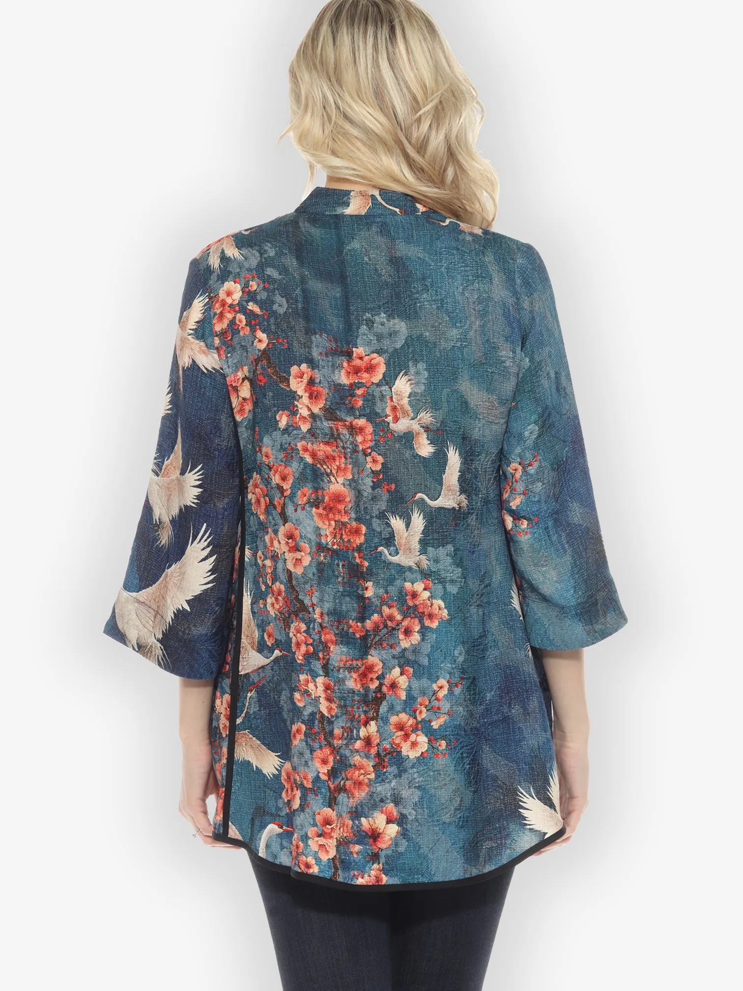 Sakura and Cranes Tummy Tuck Shirt sold by Citron product image thumbnail 4