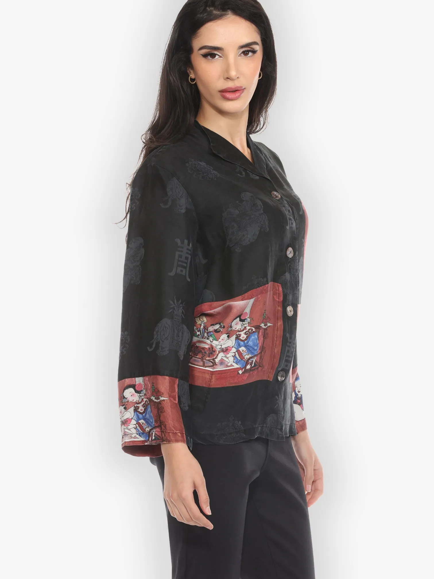 Precious Ornamental Fortune Vintage Red Silk Jacket sold by Citron product image thumbnail 3